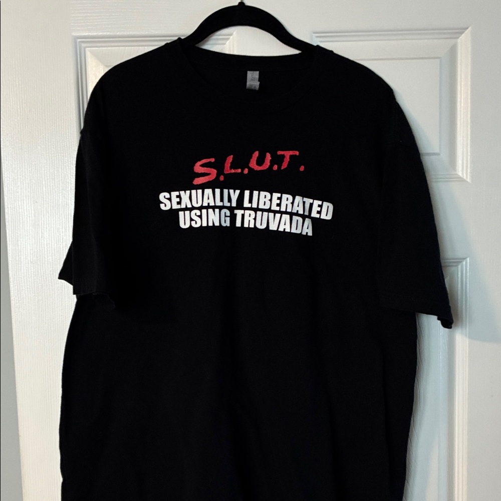 Men’s Black Graphic Tee - S.L.U.T. Sexually Liberated Using Truvada